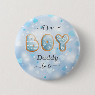 Blue Dad to Be Boy Baby shower Button
