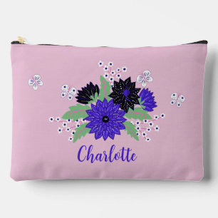 Blue Dahlia Floral Bouquet en aangepaste naam Etui