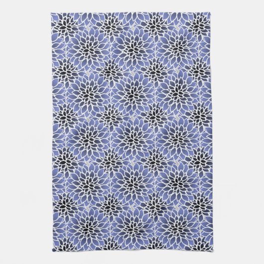 Blue Dahlia Floral Pattern Theedoek (Verticaal)