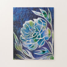 Blue Dahlia Handgemaakte Navy Blauwgroen Bloemen W
