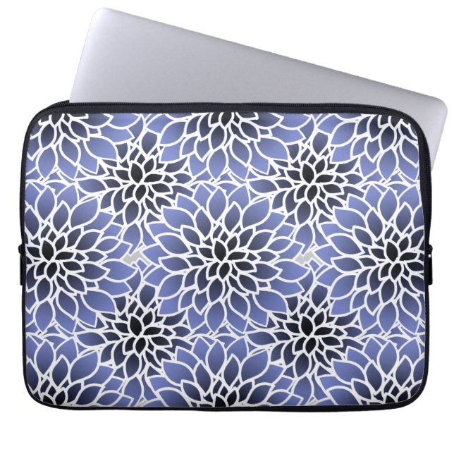 Blue Dahlia Pattern Laptop Sleeve (Voorkant)