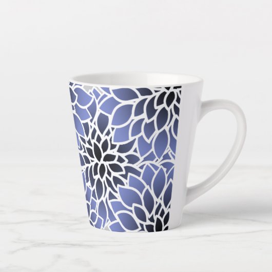 Blue Dahlia Pattern Latte Mok (Rechts)