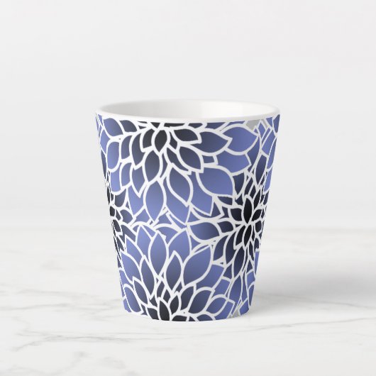 Blue Dahlia Pattern Latte Mok (Voorkant)