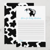 Blue Dairy Cow Bow Baby shower Conseils Cartes (Devant / Derrière)