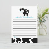 Blue Dairy Koe Boy Baby shower Advice Kaarten (Staand voorkant)