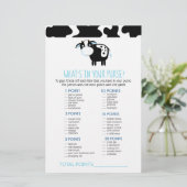 Blue Dairy Koe Wat zit er in je paarse game (Staand voorkant)