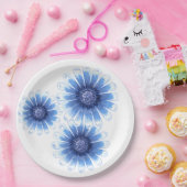 Blue Daisy 3 Flower Paper Bord (Feest)