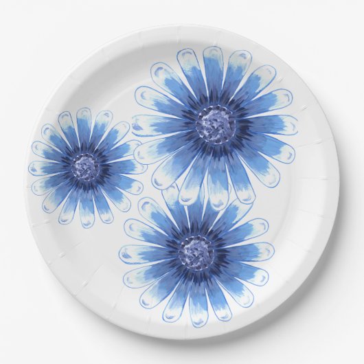 Blue Daisy 3 Flower Paper Bord (Voorkant)