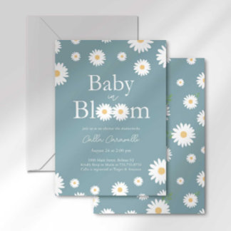 Blue Daisy Baby in Bloom Baby shower Invitation
