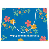 Blue Daisy Bouquet Pattern Gepersonaliseerd Groot Cadeauzakje (Voorkant)