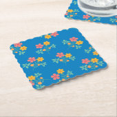 Blue Daisy  Bouquet Pattern Kartonnen Onderzetters (Gebogen)