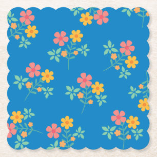 Blue Daisy  Bouquet Pattern Kartonnen Onderzetters