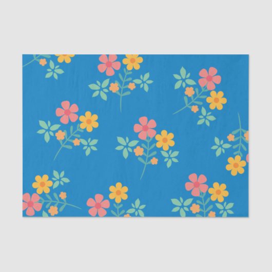 Blue Daisy Bouquet Pattern Tissuepapier (Voorkant)