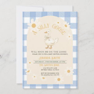 Blue Daisy Boy Goose Baby shower Kaart