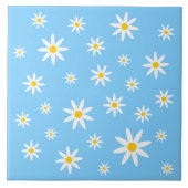 Blue Daisy Ceramic Tile Tegeltje (Voorkant)