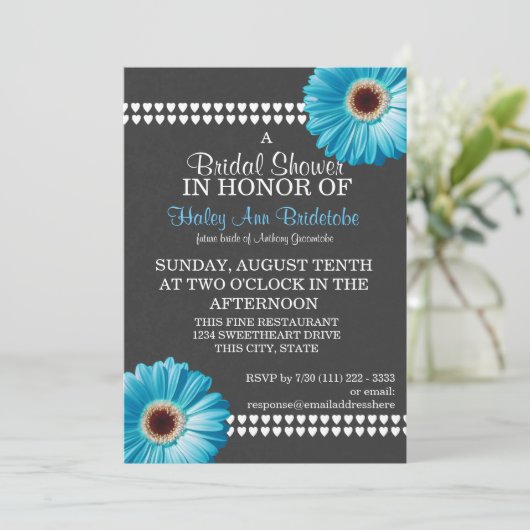 Blue Daisy en Slate Grey Vrijgezellenfeest Kaart (Staand voorkant)