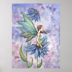 Blue Daisy Fairy Poster door Molly Harrison