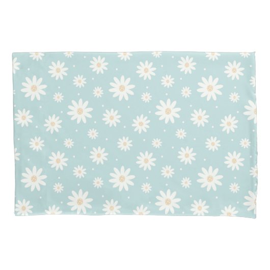 Blue Daisy Floral Kussensloop (Voorkant)