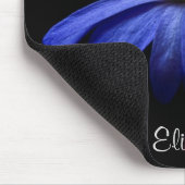 Blue Daisy Flower on Black Personalized Muismat (Hoek)