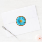 Blue Daisy Flower Ronde Sticker (Envelop)