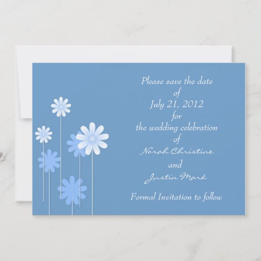 Blue Daisy Formal Enregistrer La Date Carte Postal (Devant)