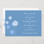 Blue Daisy Formal Enregistrer La Date Carte Postal (Devant / Derrière)