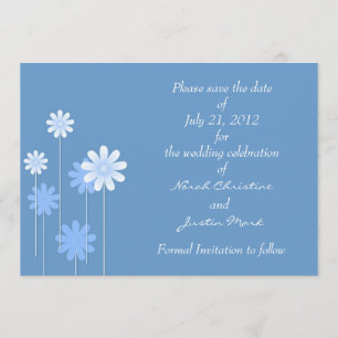 Blue Daisy Formal Save the Date Briefkaart