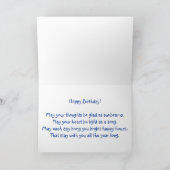 Blue Daisy Gerbera Flower Happy Birthday Kaart (Binnen)