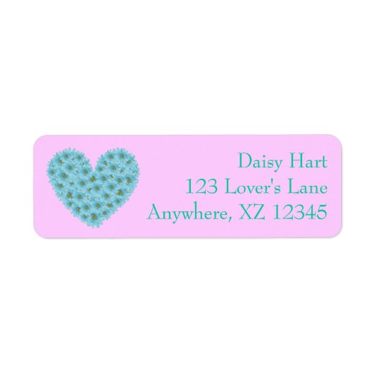 Blue Daisy Heart Etiket (Voorkant)