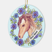 Blue Daisy Horse Keramisch Ornament (Links)