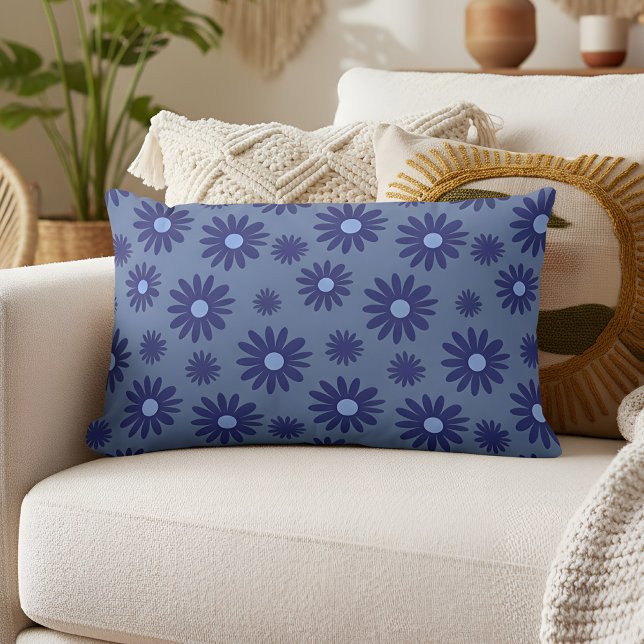 Blue Daisy Kussen (blue daisy pattern pillow)