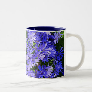 Blue Daisy-like Flowers Natuur Fotografie Tweekleurige Koffiemok