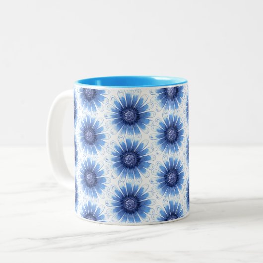 Blue Daisy-Mok Tweekleurige Koffiemok (Voorkant links)