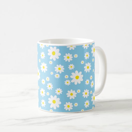 Blue Daisy Pattern Spring Coffee Mok (Voorkant rechts)