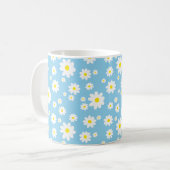 Blue Daisy Pattern Spring Coffee Mok (Voorkant links)