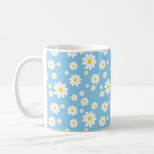 Blue Daisy Pattern Spring Coffee Mok (Links)