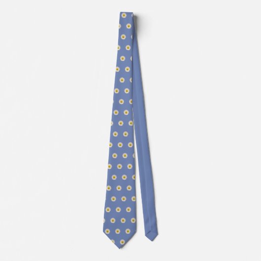 Blue Daisy Pattern Stropdas (Voorkant)