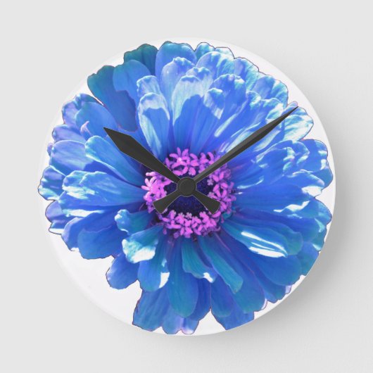 Blue Daisy Ronde Klok (Voorkant)