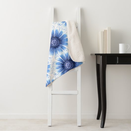Blue Daisy Sherpa Blanket Sherpa Deken (In situ)