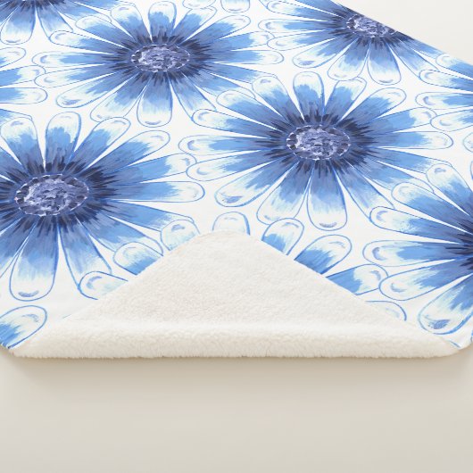 Blue Daisy Sherpa Blanket Sherpa Deken (3/4)