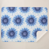 Blue Daisy Sherpa Blanket Sherpa Deken (Voorkant (horizontaal))