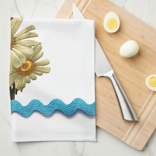 Blue Daisy Theedoek (Quarter Fold)