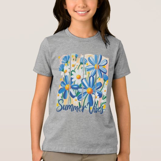 Blue Daisy Tri-Blend Shirt (Voorkant)
