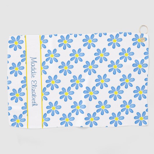 Blue Daisy Waterverf Pattern 2 Golfhanddoek (Horizontaal)