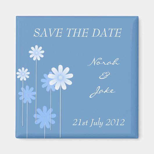 Blue Daisy Wedding Enregistrer La Date Magnet (Devant)