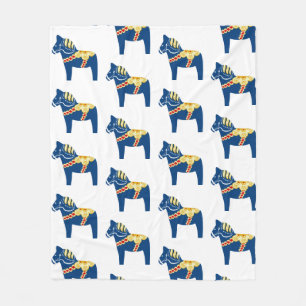 Blue Dala Horse Fleece Blanket