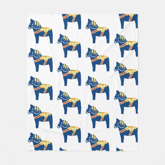 Blue Dala Horse Fleece Blanket (Voorkant)