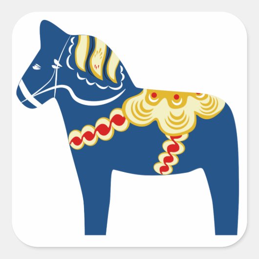 Blue Dala Horse Sticker (Voorkant)