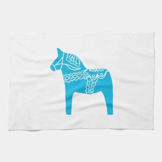 Blue Dala Horse Theedoek (Horizontaal)