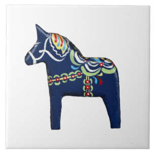 Blue Dala Horse Tile Tegeltje